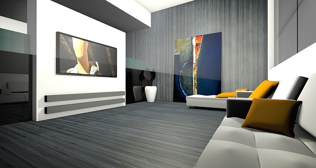 moderní obývací pokoj, televize